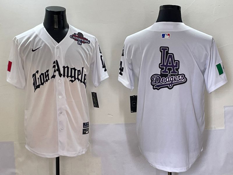 Men Los Angeles Dodgers Blank White Five generations Joint Name 2025 Nike MLB Jersey style 23
